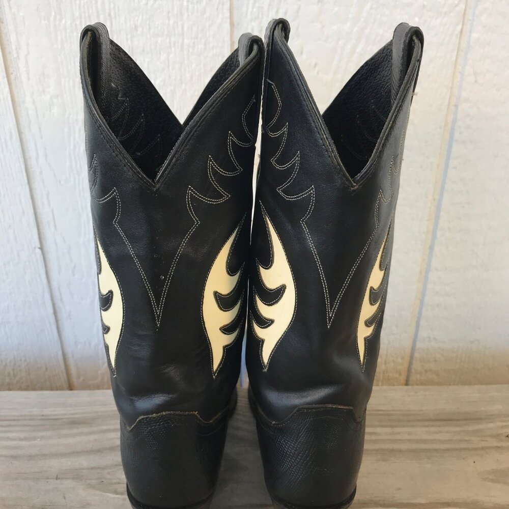 Diamond J Lizard Print Womens Black Leather Cowboy Western Boots 7 B 7034L - Picture 13 of 14